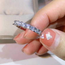 Роскошное блестящее кольцо с белым цирконием для женщин, обручальное блестящее кольцо, вечерние ювелирные изделия, модное женское кольцо 2024 - купить недорого