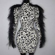 Vestido corto de manga larga con estampado de leopardo para mujer, traje Sexy ajustado de una pieza para discoteca, Bar, fiesta de graduación 2024 - compra barato