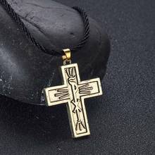 Qiming chi rho crucifixo cruz colar para mulheres homens jóias jesus cristo christogram pingente colar vintage presente 2024 - compre barato