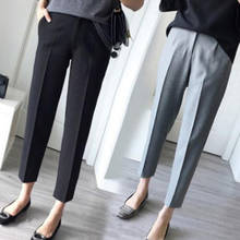 Women Pants Leisure High Waist Long Pants New Office Ladies Loose Straight Trousers Black Grey Spring Suit Pant S-5XL D10913 2024 - buy cheap