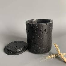 Natural Volcanic Rock Cosmetics Cotton Swab Holder, Tea Storage Jar, Ring Storage Box with Lid 2024 - buy cheap