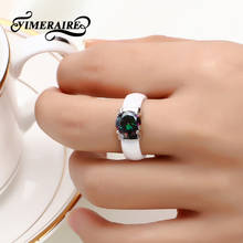 Женские кольца, аксессуары, черное, белое, устойчивое к царапинам керамическое кольцо для женщин, большой Радужный кристалл, женские модные свадебные украшения, 6 мм 2024 - купить недорого