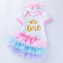 Baby Girls Crown One Second Year Birthday Party Dress Romper Pink Purple TUTU Skirt 1st Birthday Outfit Infant Girl Bow Headband 2024 - buy cheap