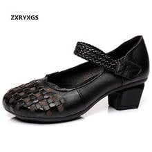 New High Quality Cowhide Genuine Leather Shoes Women High Heel Shoes Soft Bottom Non-slip Lady Women Shoes Elegant Fashion Shoes 2024 - buy cheap