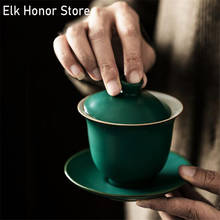 160 мл грубая глина, керамическая белая посуда, цветная глазурованная зеленая Милая креативная чайная чашка кунг-фу, чашки с тремя усилиями 2024 - купить недорого