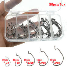 50pcs/Lot Fishing Hook Carbon Steel Wide Crank Offset Fishhook for Soft Worm Lure Bass Barbed Carp Fishing Hooks 2#-3/0# 2024 - buy cheap