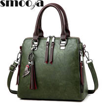 SMOOZA Vintage Leather Women's HandBags Ladies Messenger Bags Totes Tassel Designer Crossbody Shoulder Bag Boston Hand Bags 2024 - buy cheap