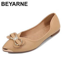 BEYARNE 2021autumn Womens shoes Comfortable Pointed Flat Shallow mouth single Shoes Women's Fashion bow metal buckle women Shoes 2024 - buy cheap