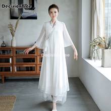 Vestido chino vintage informal para mujer, estilo chino, cheongsam clásico floral, vestido de té de meditación zen elegante, qipao chino 2021 2024 - compra barato