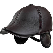 New Winter Beret Caps For Men PU Leather Solid Beret Hat British Retro Men Thicken Flat Top Cap Boina Hat 2024 - buy cheap