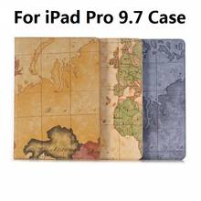 9.7'' New Print Map Coque For iPad Pro 9.7 Case A1673 A1674 A1675 Card Slot Leather PU Stand Flip Cover For iPad Pro 9.7 Case 2024 - buy cheap