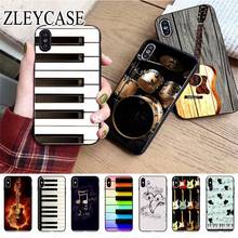 Funda de teléfono negra para iphone, carcasa para x, xs, xr, xsmax, 11, 12Pro, max, 5s, SE 2020, 6s plus, 7, 8plus, 12mini, tambor, piano, guitarra, nota musical 2024 - compra barato