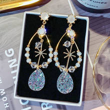 Elegant Gold Color Water Drop Crystal Dangle Earrings For Women Alloy Hyperbole Delicate Rhinestone Drop Earrings Jewelry A625 2024 - buy cheap