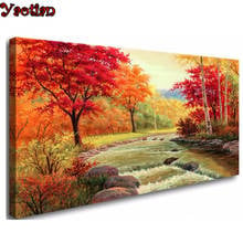 5d diy diamond painting Autumn forest landscape river Wall Art diamant painting cross stitch mosaic embroidery diamond art 2024 - buy cheap