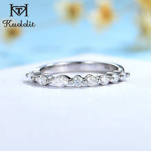 Kuololit-anel de moissanite dourada 750, sólido, 14k, 10k, para mulheres, gêmeos, luxo, marquesa bolha, para casamento, noivado 2024 - compre barato