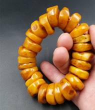 Explosion Natural Amber Beeswax Old Stone Abacus Bead For Men Hand Bracelet Yellow Bangle for men big size 15mm 2024 - buy cheap