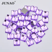 JUNAO-cuentas de cristal cuadradas para álbum de recortes, diamantes de imitación de color púrpura claro, 8, 10, 12, 14 y 16mm, piedra acrílica plana sin necesidad 2024 - compra barato