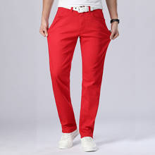 Men's autumn new classic style red casual jeans regular version fashion casual loose high-end cotton trousers men's brand pants 2024 - buy cheap