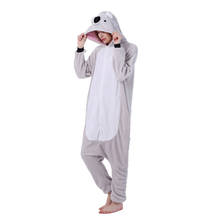 Kigurumi cinza koala pijamas conjuntos de flanela bonito animal pijamas kits de inverno feminino animal camisola pijamas pijamas pijamas homewear 2024 - compre barato
