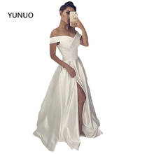 YUNUO Sexy White Long Evening Dresses with High Slit A-line Off the Shoulder Special Occasion Formal Prom Gowns Lace Up Back 2024 - buy cheap