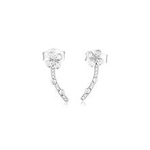 Pendientes drapeados de flores de cuatro pétalos para mujer, aretes de Plata de Ley 925 de cristal de circonia cúbica transparente, joyería de mujer, Push-Back 2024 - compra barato