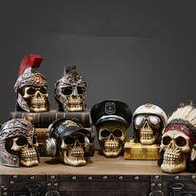 Escultura de arte Retro tallado, Pirata, soldado indio, piloto, Cráneo, adorno, modelo, estatua, decoraciones para el hogar 2024 - compra barato