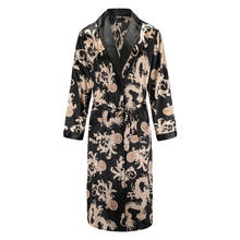 Silky Satin Men Robe Nightgown Long Sleeves Kimono Bathrobe GownDragon Print Pajamas Sleepwear Nightwear Gown Casual Homewear 2024 - buy cheap