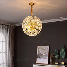 Globe bronze chandelier gold light luxury crystal petal hanging lamp sphere round copper chandelier dandelion design living room 2024 - buy cheap