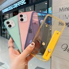 Solid Color Clear Wrist Strap Phone Case For iPhone 12 Pro Mini Max 11 Pro Max X XR XS Max 7 8 Plus SE 2020 Soft TPU Back Cover 2024 - buy cheap