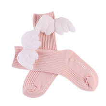 Calcetines de encaje de algodón suave para niñas, medias largas hasta la rodilla, calentadores de piernas de 0 a 4 años, con alas de Ángel de princesa, L0153 2024 - compra barato