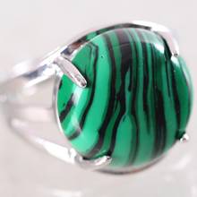 1Pcs Women Ring Natural Stone Green Malachite Round Cabochon CAB Beads Adjustable Finger Ring Jewelry Gift K214 2024 - buy cheap