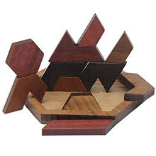 Wooden Colourful Hexagonal Geometric Shape Jigsaw Puzzles Board Montessori toys Educational Intelligence Toys 2024 - buy cheap