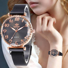 WJ-8558 requintado luxo feminino relógios de aço inoxidável malha magnética fivela quartzo relógio de pulso senhoras reloj femenino 2024 - compre barato