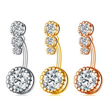 Round Crystal Piercing Ombligo Belly Button Rings Drop Dangle Navel Rings Women Men Body Jewelry 2024 - buy cheap