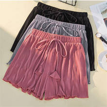 Pantalones cortos plisados a rayas para mujer, Shorts holgados de pierna ancha y cintura alta, color negro, talla grande 4XL, g35, 2020 2024 - compra barato