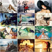 LUOVIZEM 5D Diamond Painting Romance Portrait Embroidery Sunset Scenery Home Decor Full Square/Round Drill Painting 2024 - buy cheap