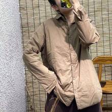 Abrigo holgado de manga larga para mujer, camisa informal de algodón liso con cuello vuelto, estilo artístico, primavera y otoño, V229 2024 - compra barato