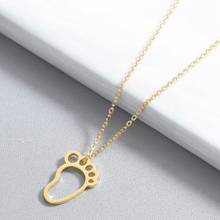 Baby Mom Foot Pendant Necklace Stainless Steel Chain Women Kids Necklace Charm Accessories Gifts Lovely Choker Jewelry 2024 - buy cheap