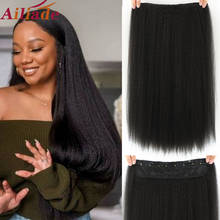 AILIADE-extensiones de cabello sintético Natural para mujer, 5 Clips resistentes al calor, Yaki, Clip liso, color negro falso 2024 - compra barato