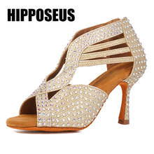 Strass mulher dança-sapatos latina hipposeus mulher sapatos de salão senhoras meninas tango sapatos de dança salsa sandálias dropshipping 2024 - compre barato