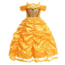 Fantasias da bela e a fera com as meninas., vestido de baile com camadas sem ombro para halloween e natal. 2024 - compre barato