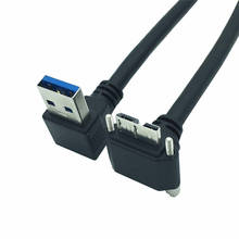 Кабель USB 3,0 A папа к Micro B USB 0,25 Micro B папа под углом до USB A папа Угловой кабель с винтовым замком панельный кабель м 2024 - купить недорого