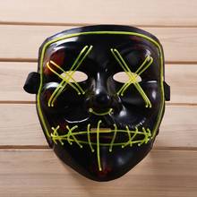 Mascarilla de neón con luz LED para Halloween, máscara de terror que brilla en la oscuridad, para Vendetta, nueva 2024 - compra barato