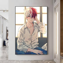 Pintura em tela de anime boku no my hero academia todoroki shouto pintura pôsteres impressos arte de parede imagem para decoração de sala de estar 2024 - compre barato