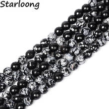 STARLOONG 6/8/10mm Natural Faceted Snowflake Stone Round Loose Strand Spacer Beads Ball Handmade For Jewelry Making Bracelet 2024 - buy cheap