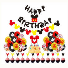 Suministros de fiesta de Mickey mouse para niño, cartel de feliz cumpleaños y colgador de bienvenida, señal de puerta para Baby Shower, decoraciones para fiesta 2024 - compra barato