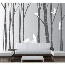 Birch Tree Wall Sticker Cute little Squirrels decoration Forest Vinyl Decal Removable Nursery Art Baby Children bedroom ds043 2024 - buy cheap