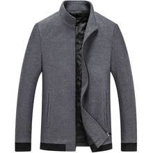 Jaqueta masculina de lã, casaco casual de lã com gola alta, moda para outono e inverno, roupa para homens de negócios 2024 - compre barato