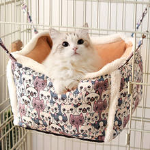 Гамак-клетка для кошек, зимняя теплая подвесная кровать двойного назначения для кошек, мягкий хлопок, для маленьких домашних животных, гнездо для щенков, корзина для кошек 2024 - купить недорого