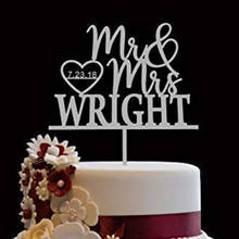 Personalized Wedding Cake Topper, Wooden Cake Toppers, Mr Mrs Heart Customized Wedding Date And Last Name To Be Bride & Groom 2024 - buy cheap